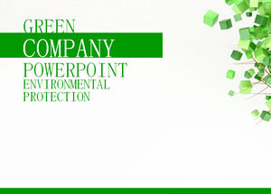 Green PPT template with simple green three-dimensional tree background