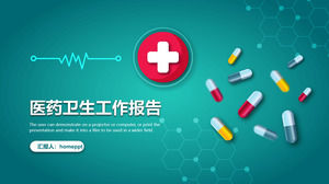 Green UI design style medical medicine medical work report PPT template