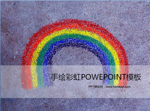 Hand gemalt Rainbow Hintergrund Cartoon Dia-Vorlage herunterladen;