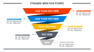 PPT-Vorlage mit invertierter 5-Ebenen-Pyramidengrafik