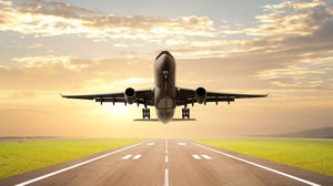 Landing takeoff plane PPT background picture