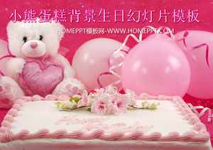 Little Bear Balloon Birthday Cake Background Happy Birthday PPT Template
