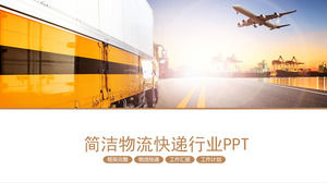 Logistics transport PPT template for truck plane background