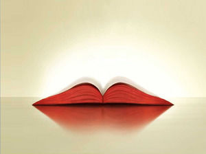Sieht aus wie eine rote Lippe das Lehrbuch Dia Hintergrundbild zu öffnen
