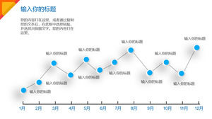 Statistik data bulan Template grafik garis PPT