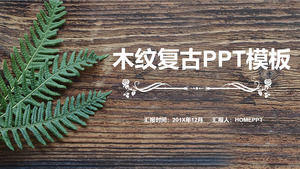 Modello PPT di venature del legno a foglia verde vintage naturale