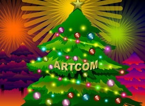 Neon Natal Template Powerpoint pohon