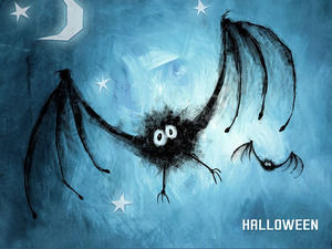 Night-pipistrelli con grandi occhi cartone animato Powerpoint, i modelli