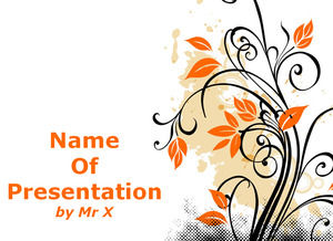 Orange Designed șablon powerpoint model floral