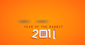 Orange rabbit year new year slide template download