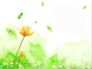 Malerei Serie Cartoon Blumen PPT Hintergrundbild