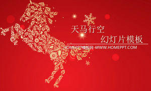 Pegasus sky background horse year Spring Festival slide template download
