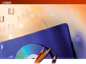 Pensil latar belakang teknologi Keyboard CD PPT Template Download
