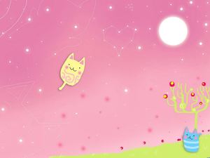 Rosa cat stelle del cielo dell'immagine di sfondo PowerPoint