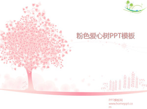 ピンクの愛のツリーの背景PowerPointのテンプレートをダウンロード