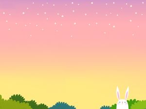 粉紅色的天空可愛的小兔子PPT圖片