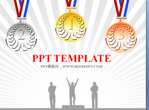 Podium and medal background sports games PPT template download
