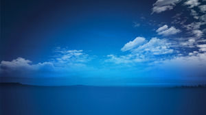 Quiet blue sky with white clouds PPT background image