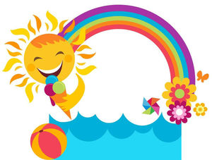 Rainbow sun border PPT background image