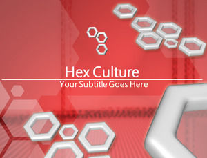 Red 3D Template heksagonal Powerpoint