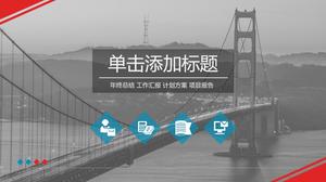 Red and blue color matching Golden Gate Bridge PPT template
