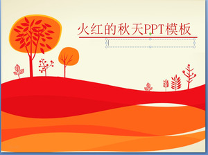 Red Fall Romantic Cartoon PowerPoint Template Download