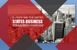 赤い灰色のフラットヨーロッパとアメリカの建築の背景作業レポートPPTのテンプレートを無料でダウンロード