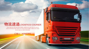 Red truck background of logistics transport industry PPT template