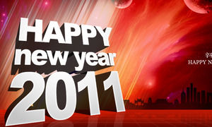 Red universe New Year's Day slide template download