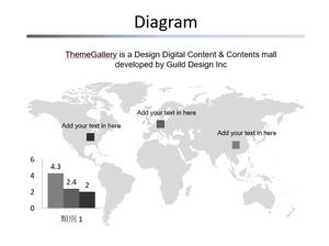 Simple gray world map PPT material