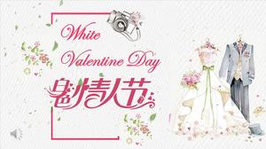 Cinta kecil segar romantis cinta putih template PPT pengakuan Hari Valentine