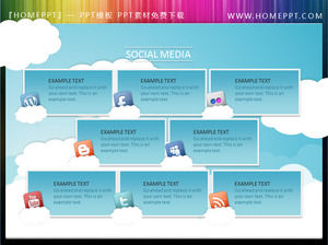 藍天白雲PPT文本框材料的社交網絡背景