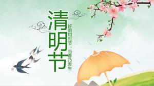 Templat PPT Festival Musim Semi Peach Blossom Swallow Ching Ming