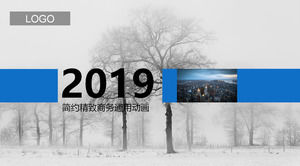Winter forest on the background of the generic business PPT template