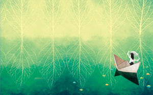 tono cartone animato immagine PPT sfondo giallo-verde