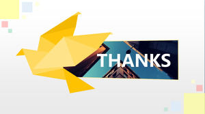 Yellow Paper Crane Origami Background Thank you PPT background template